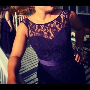 Eggplant Purple Lace Bridesmaid Dress